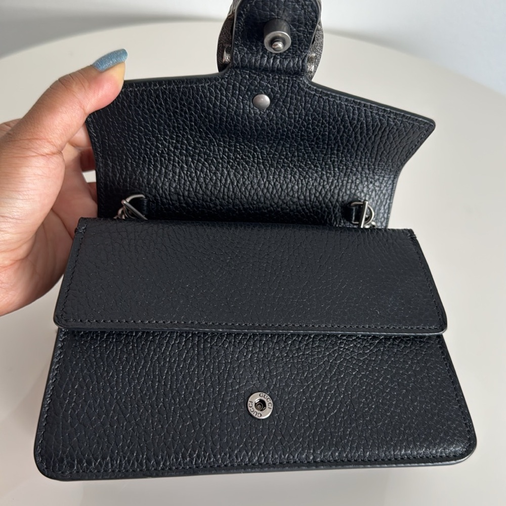 Gucci Black Dionysus Leather Top Handle Bag with Chain Strap, Box, Dust Cover - Picture 11 of 17